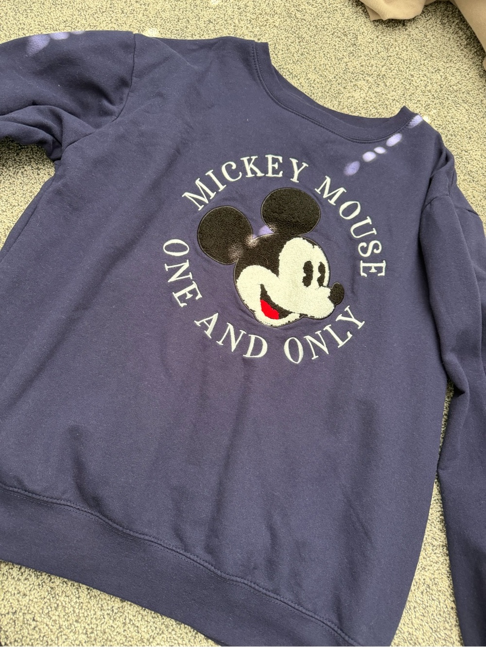 Disney Navy Blue Mickey Mouse Sweatshirt with Embroidered Patch worn once.